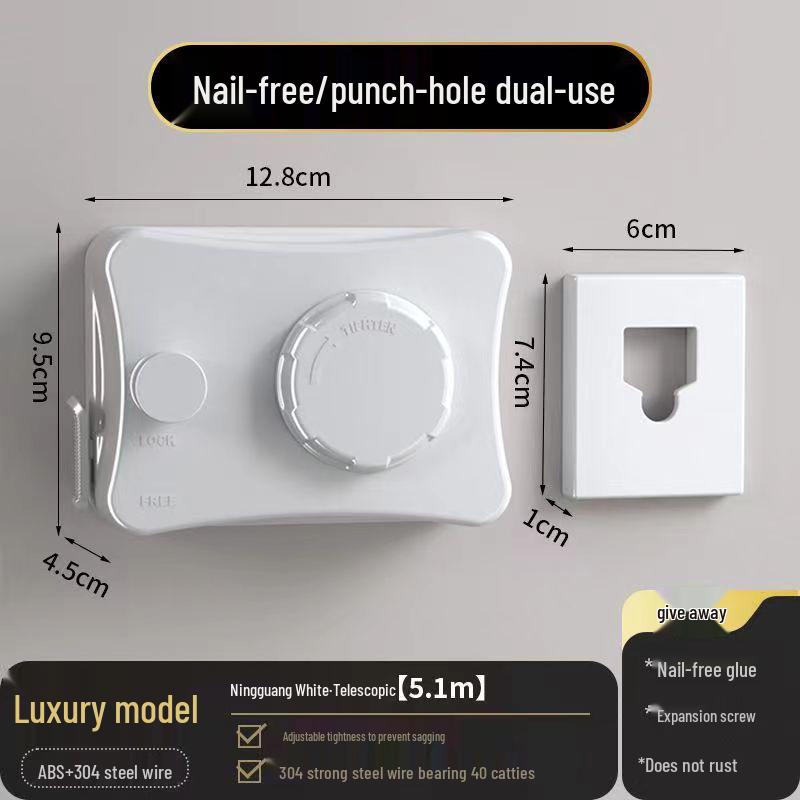 Stainless Steel Anti-slip Retractable Clothesline for Indoor Balcony Wall-Mount