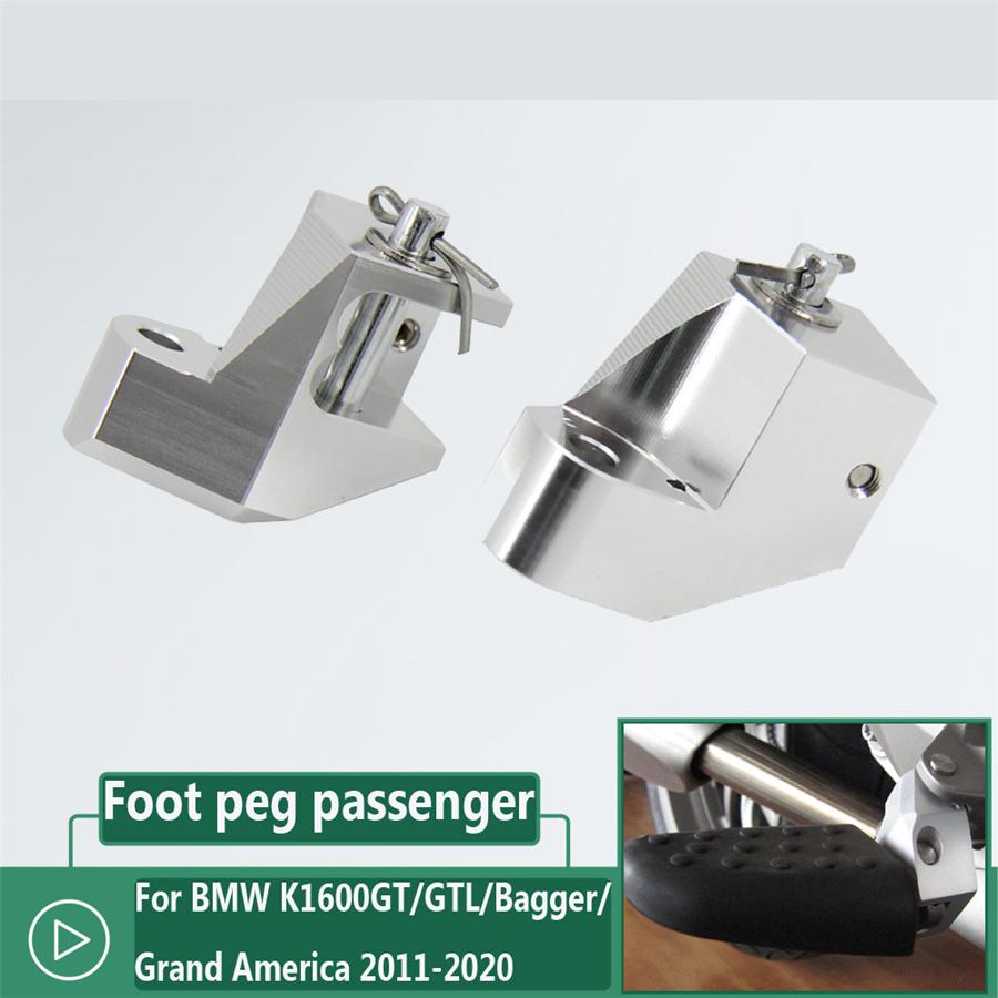 For 11-20 BMW K1600GT GTL & Bagger 2x CNC Silver Passenger Foot Peg Lowering Kit