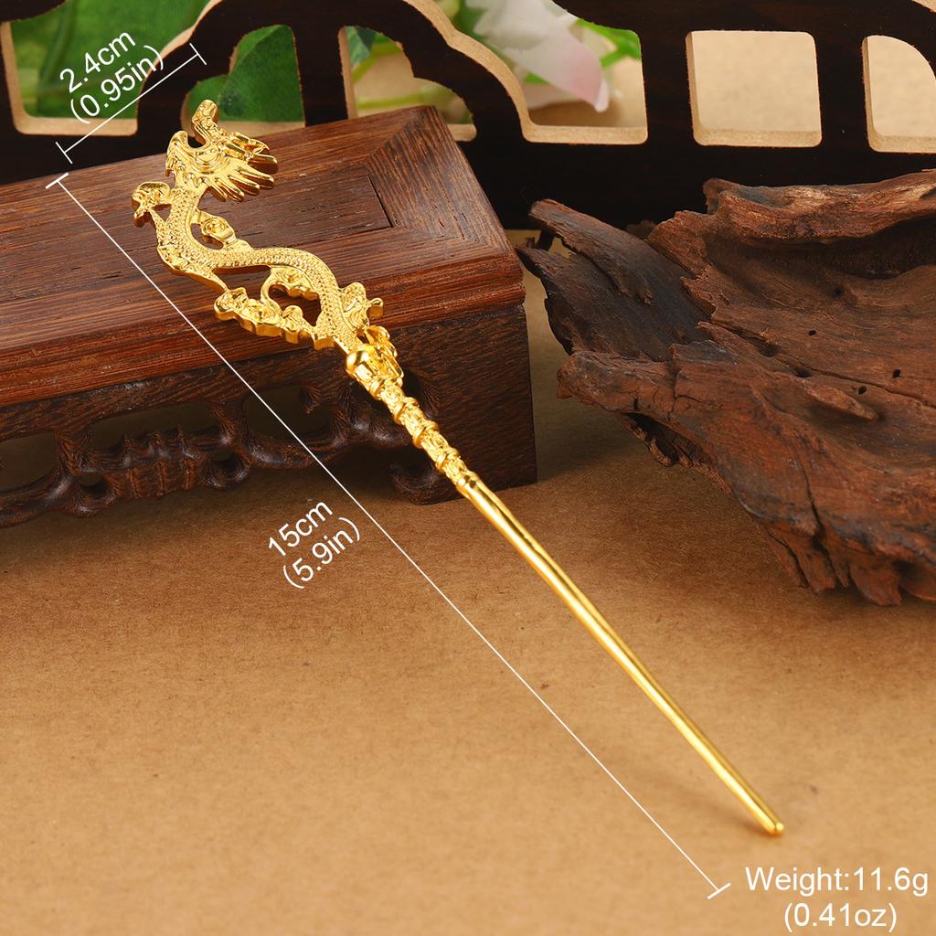 Antique hair accessories new hair fork high-end Hanfu accessories high-end jewelry hollow dragon geometric auspicious cloud hairpin