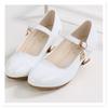 Spring and Autumn New Sparkling Pink Girls' High Heel Princess Shoes Korean Edition Student White Performance Leather Shoes