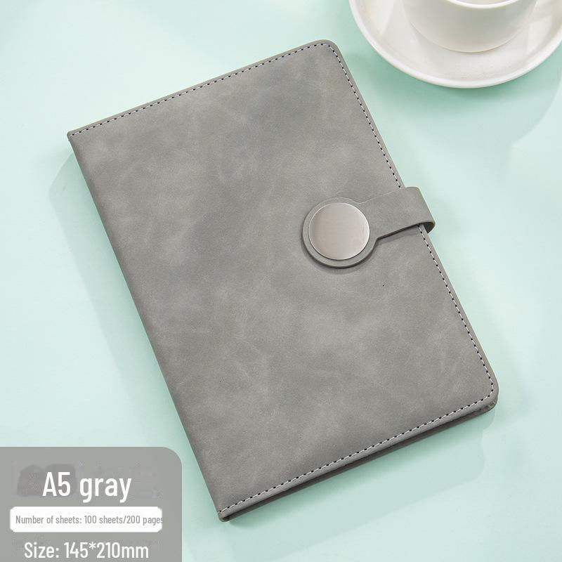 Set de regalo de cuaderno retro de alta gama: Incluye bloc de notas con hebilla redonda, manual, unidad USB y cierre magnético para reuniones de negocios.