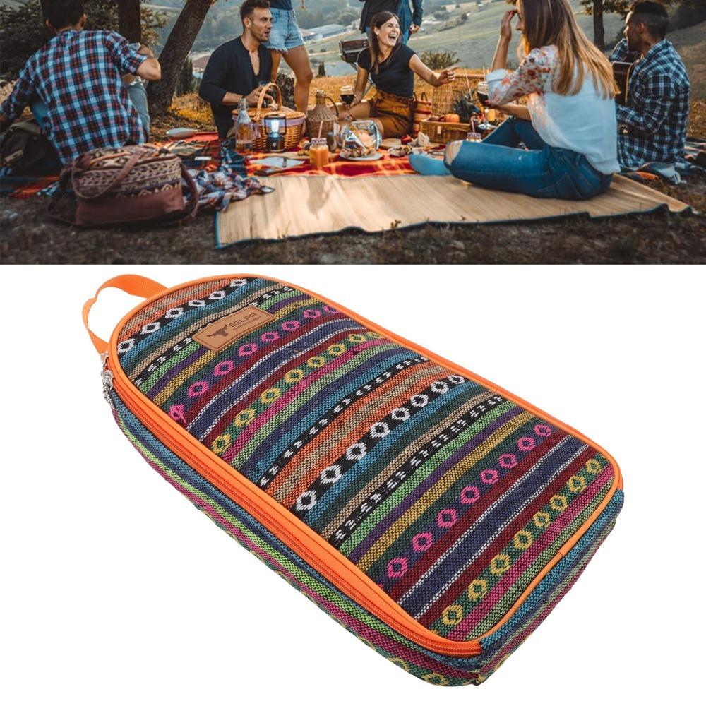 

Large Capacity Cooking Utensils Organizer Pouch Portable Camping Cookware Travel Bag Camping Ethnic Style