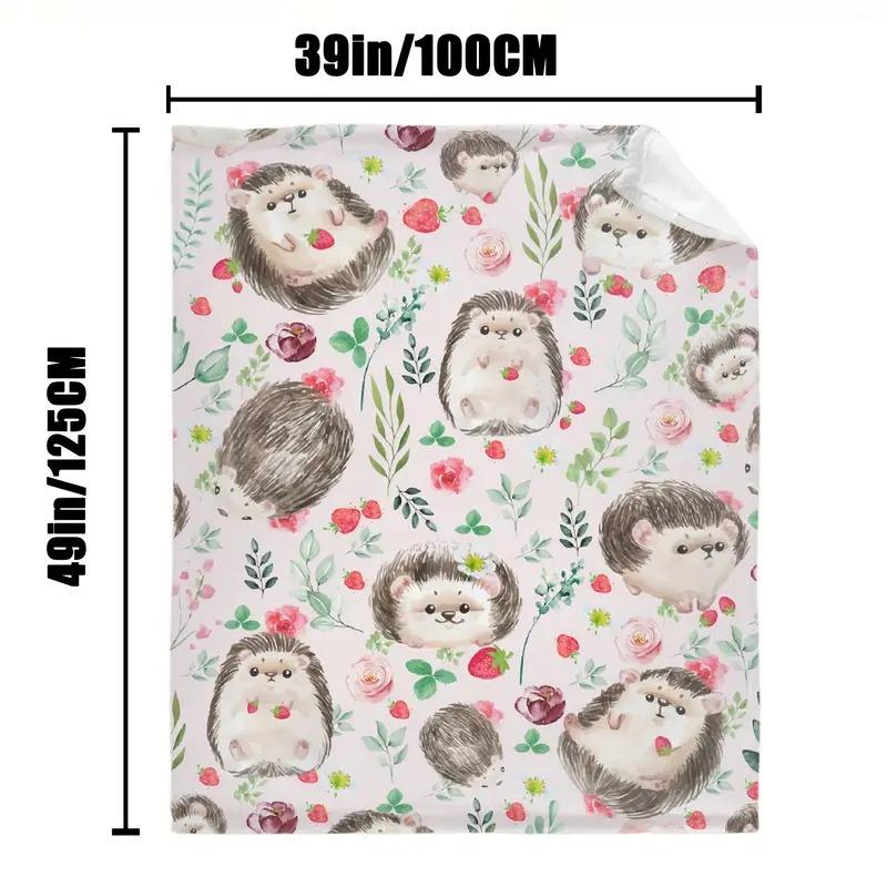 Hedgehog Flower Strawberry Flannel Blanket Bedroom Sofa Children'S Room Home Decoration, Blanket