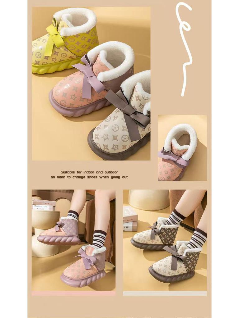 Women's Warm Waterproof Velvet-Lined Snow Boots - Non-Slip, Fashionable Thick Sole