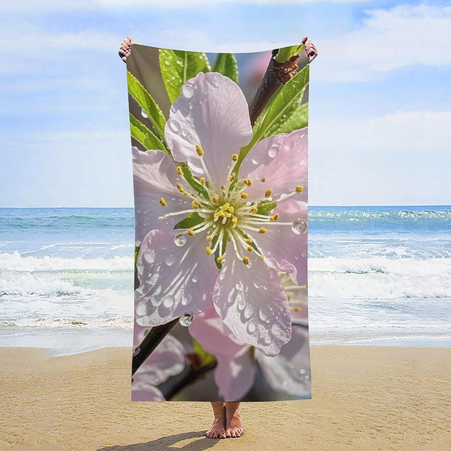 

Flowers pattern Beach Towel for Family stuffs friends Gift Quick-Dry Sand free For Bath Yoga Tourism Beach Camping Swimming GYM W30*H60(CM)