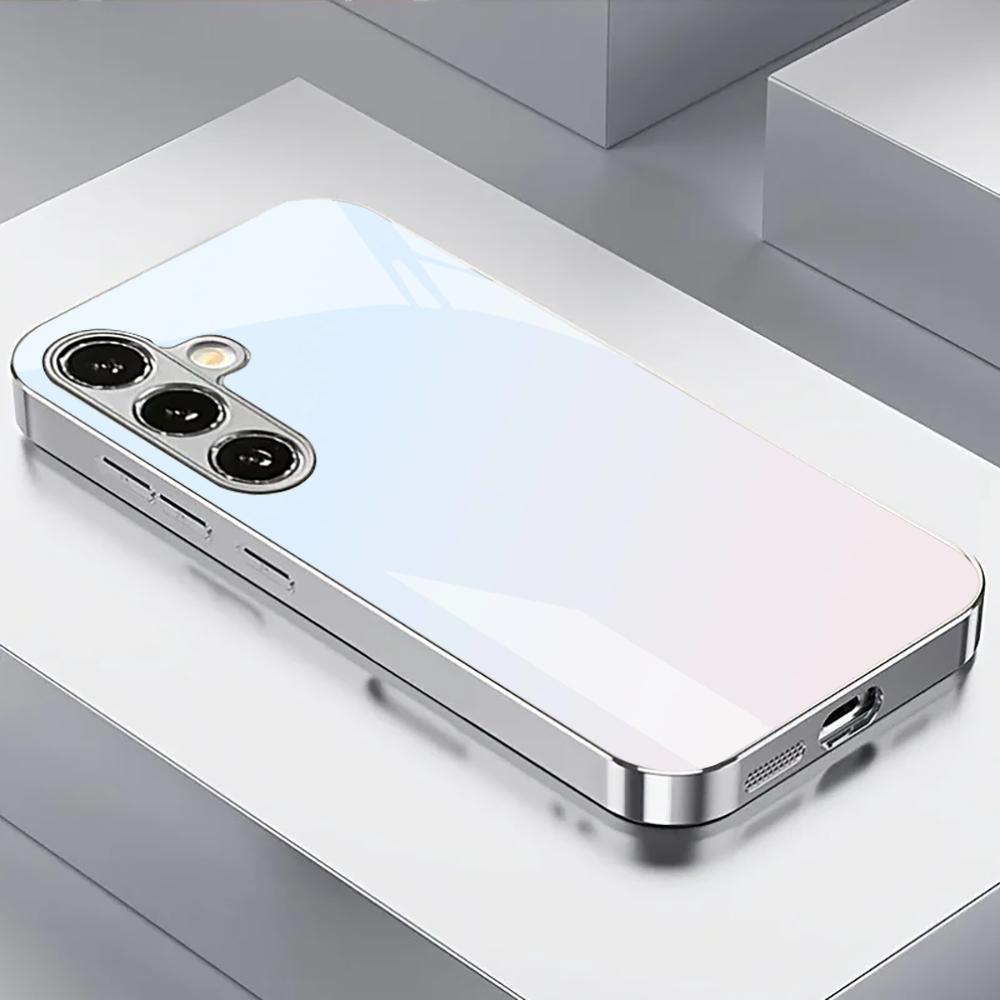 Nuova Cover per Telefono Antiurto con Motivo HD Color Gradiente Placcata Argento per Samsung Galaxy S26/S25/S24/S23/S22 Ultra Plus/Fe