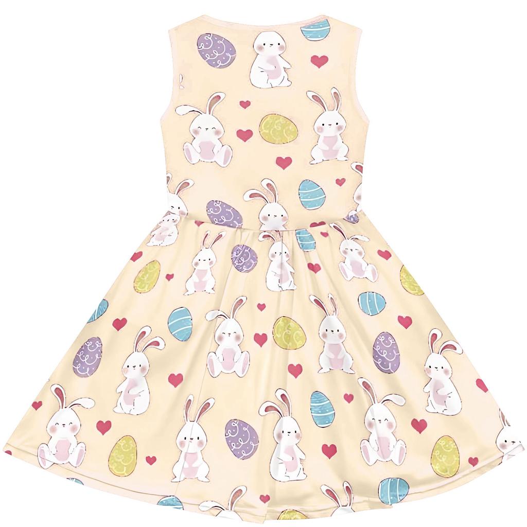 Children's Fashionable Comfortable Sleeveless Easter Print Casual Dress