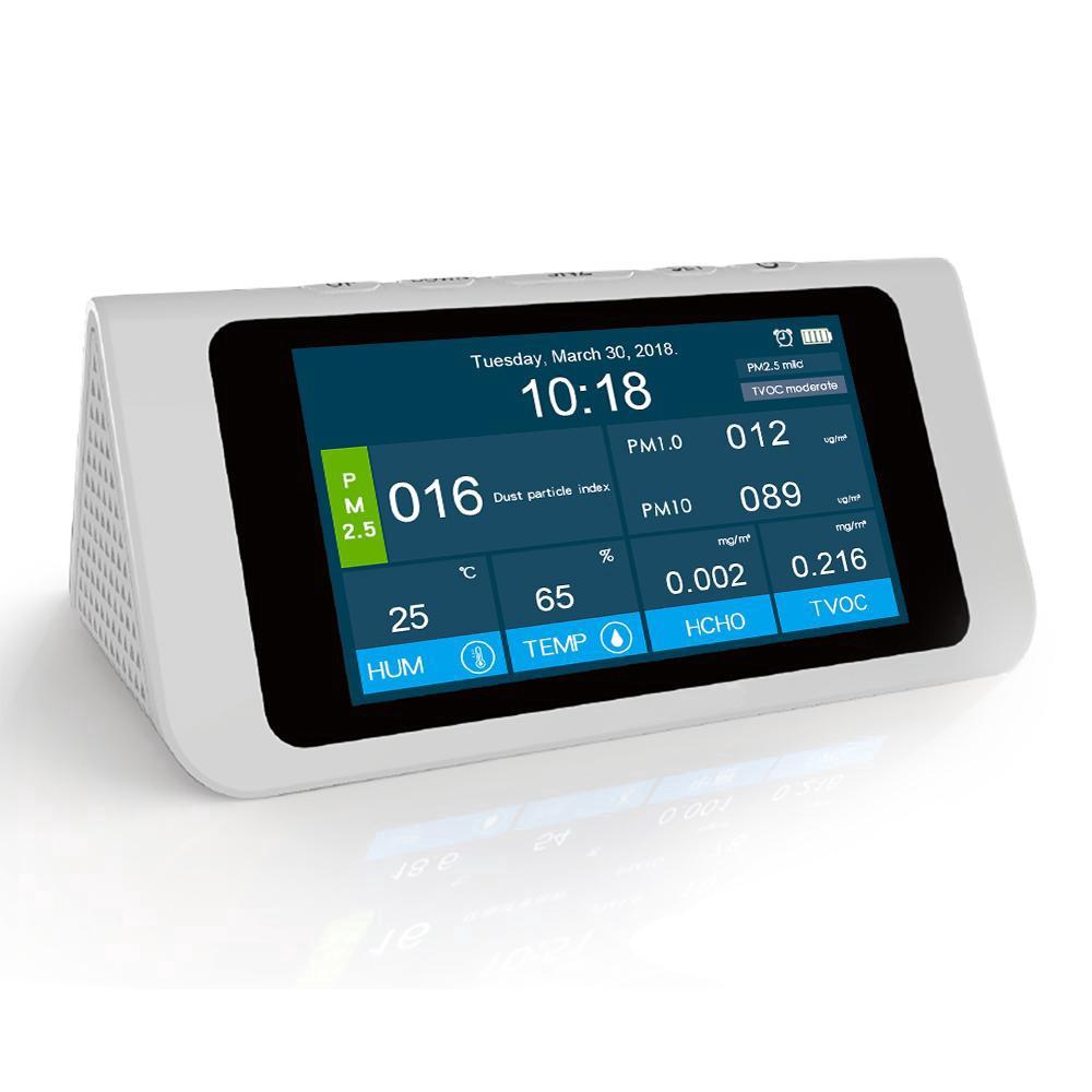 

Анализатор профессионального качества Многофункциональный 7 PM2.5 PM1.0 PM10 HCHO TVOC AQI Детектор Термометр Гигрометр