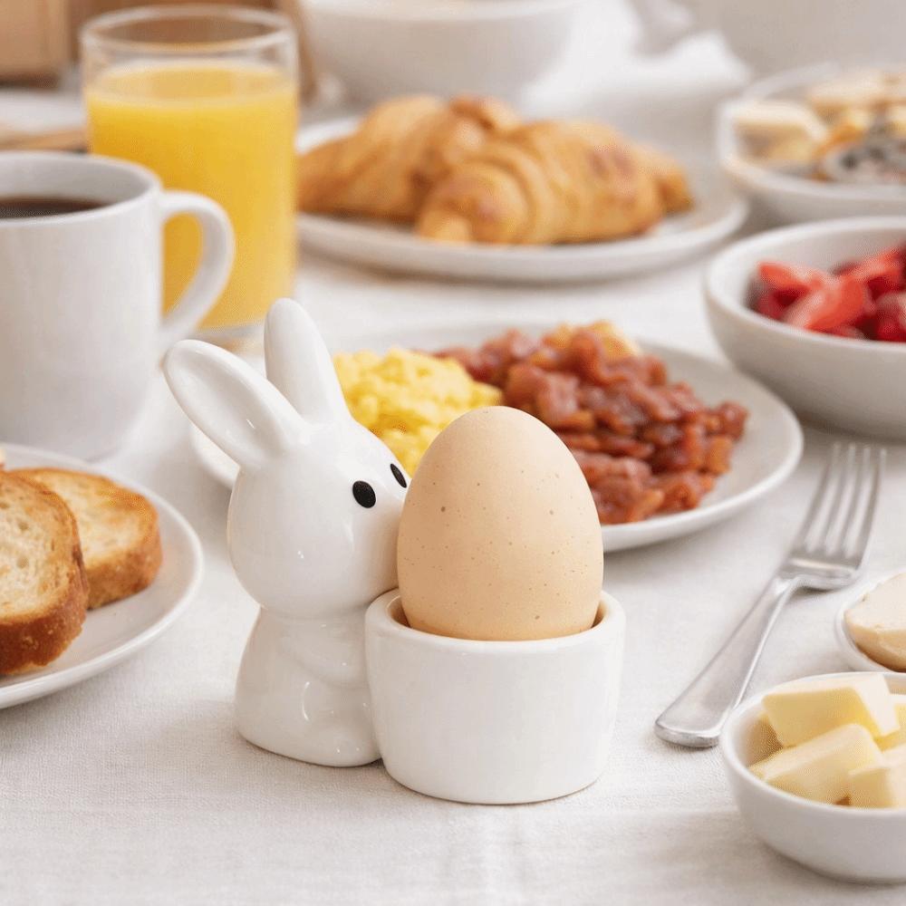 Stable Ceramic Egg Cup Smooth Rabbit Eggs Cup Creative Egg Stand Holder  Easter Decor
