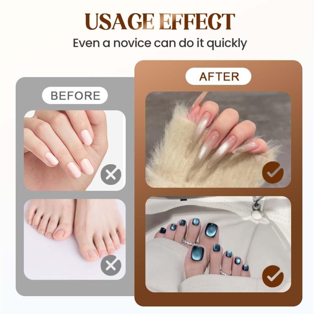Cat Eye Magnet For Nails, Double-Head Magnet Wand With Round Nail Magnet Beads Nail Polish Magnet Pen Magnetic Cat Eye Gel Polish Nail Design Tool