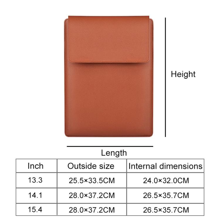 PU05 PU Leather Laptop Sleeve 15.4 Inch, Multi-functional Notebook Protective Bag with Triangle Support, Magnetic Heat Dissipation Laptop Cover