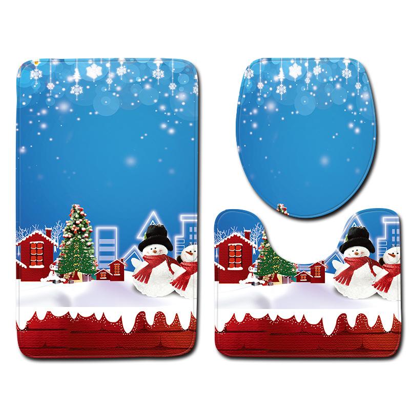 Santa Toilet Three-Piece Floor Mat Doormat Bathroom Carpet