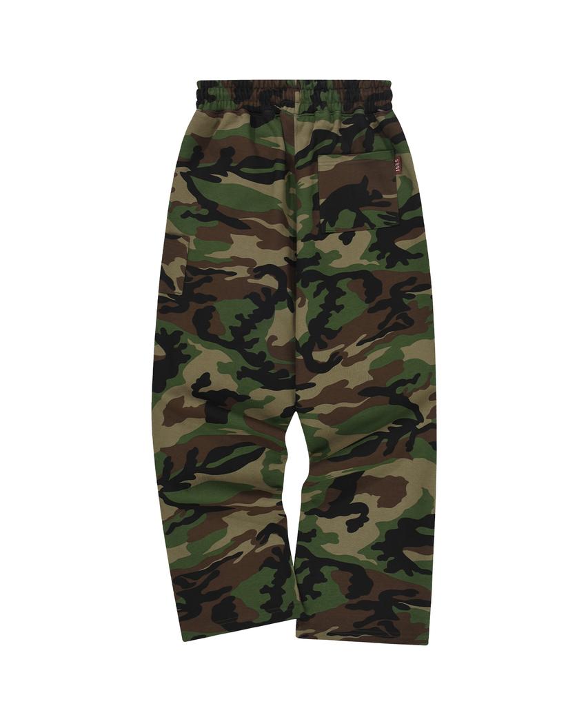 S'EST Camo Pintuck Wide Pants Khaki