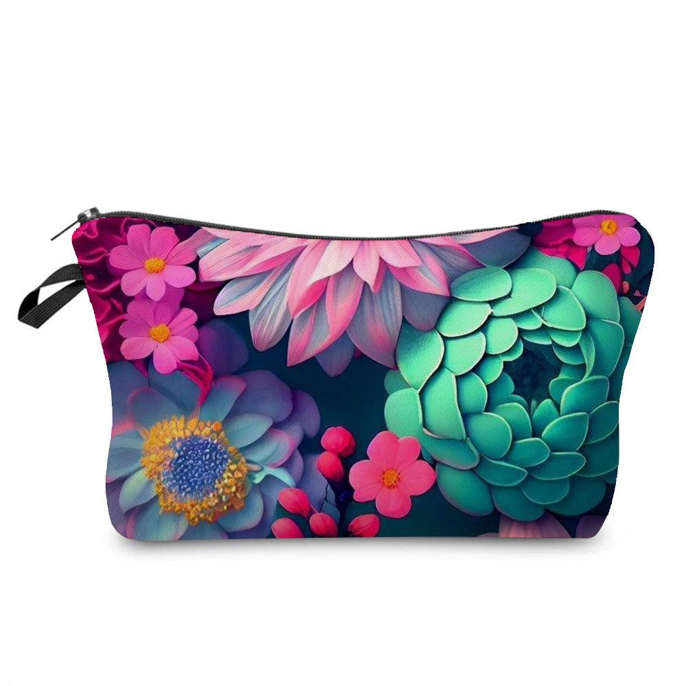 Women Flower Print Cosmetic Bag Toiletries Organize Travel Storage Case  6394 CLE