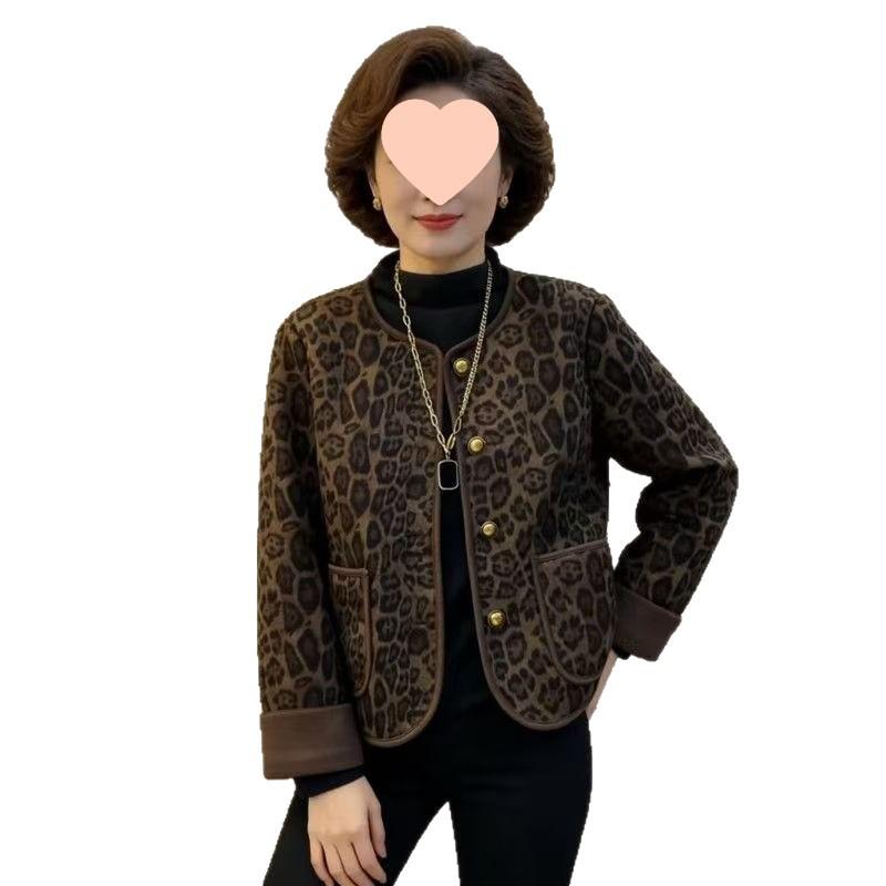 Velvet Leopard Print Jacket - New Style Autumn/Winter, Slimming, Korean Chic, Thickened, Loose, Short