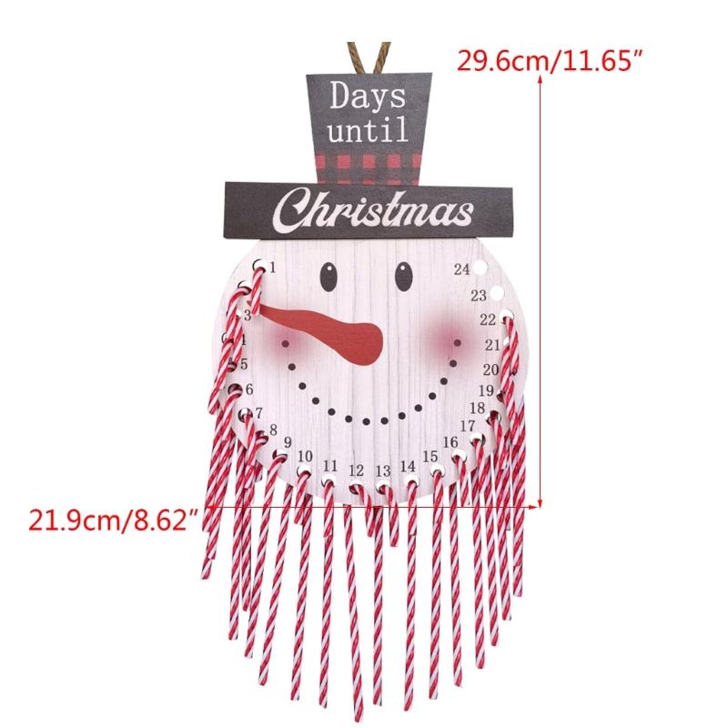 Christmas Countdown Calendar Wooden Cane Candy Hanging Decorative Ornament