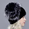 Natural Mink Fur Hat Women Winter Fox Fur Floral Skulls Furry Warm Cap Fashionable Fluffy Genuine Real Fur Girls Knitted Caps