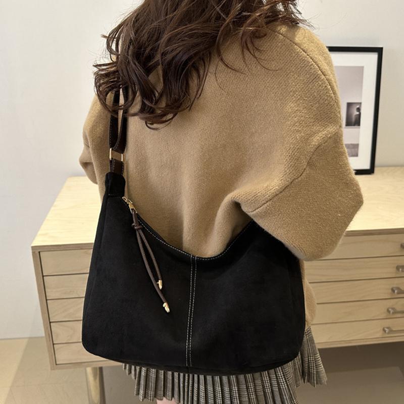 Vintageinspirert Tote-veske med stor kapasitet for kvinner, avslappet ensfarget matt skinn, skulder- og crossbody-veske