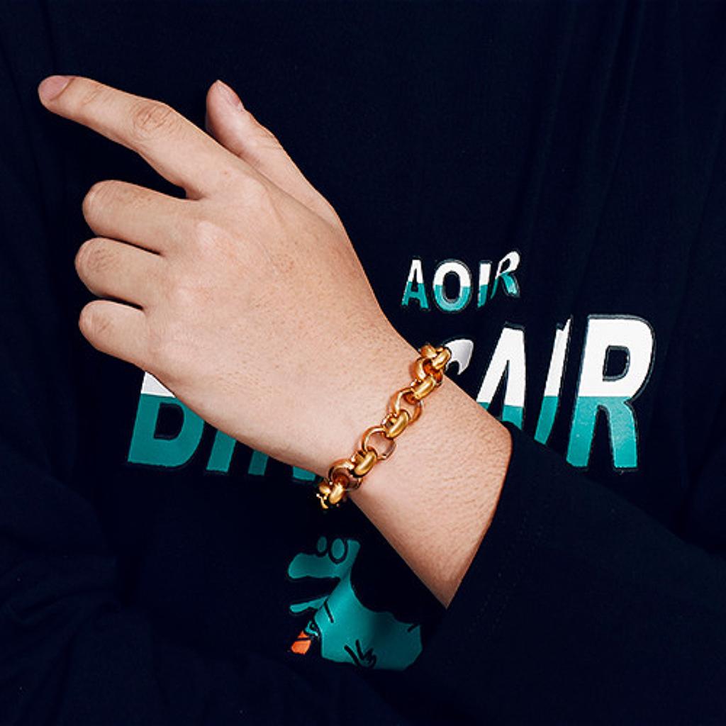 O-shaped Round Stainless Steel Bracelet Men and Women Punk Style Chain