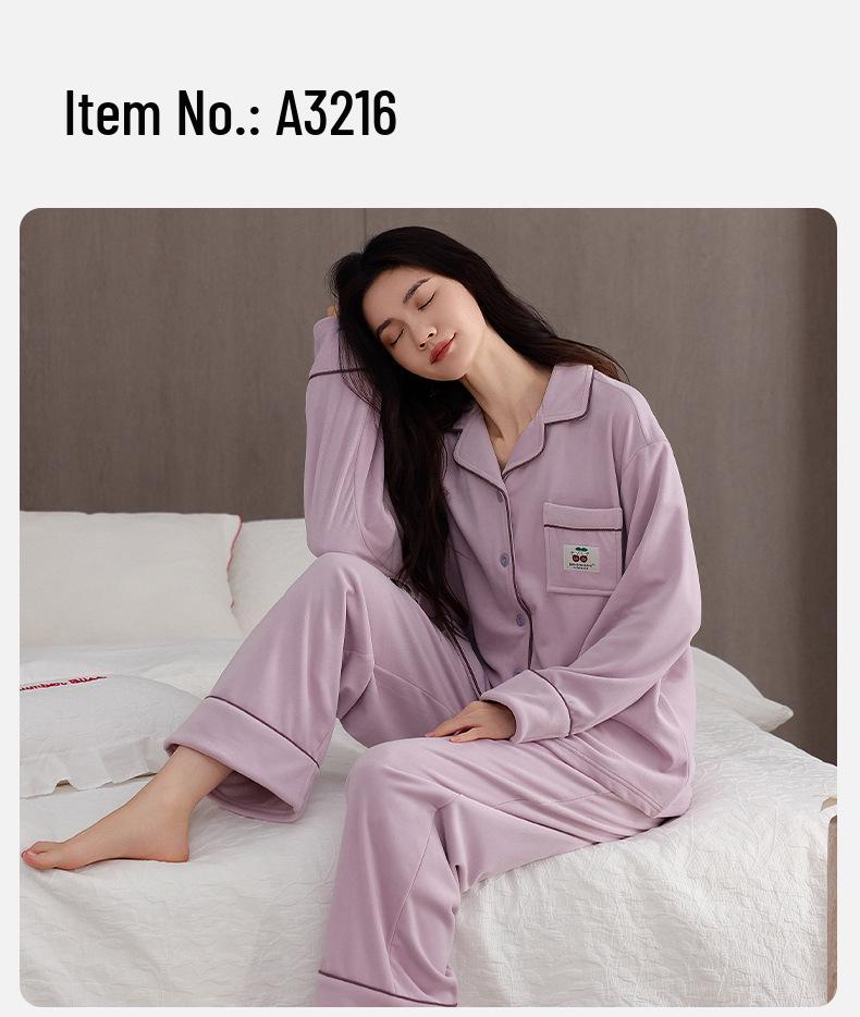 Sea Island Samt Damen Winter Pyjama - Langarm, Lange Hose, Dicke Korallenfleece Strickjacke Homewear Set