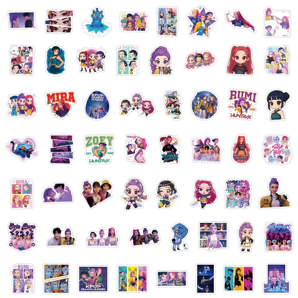 56Pcs New Anime KPop Demon Hunters Stickers DIY Stickers Scrapbooking Phone Luggage Skateboard Waterproof Decal