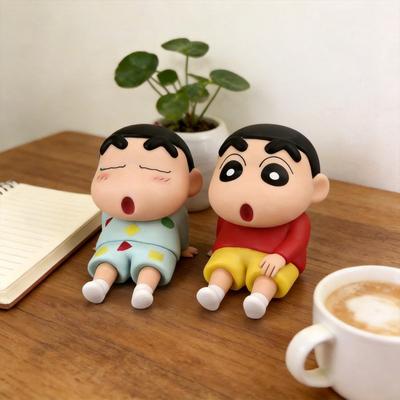 Kros Shin-chan Crayon Phone Holder: Cute Lazy Doll Figurine for Desk, Trendy Toy and Gift.