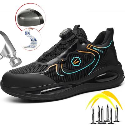 Wasserdichtes Obermaterial Herren Sicherheitsschuhe Drehknopf Stahlkappe Sneaker Durchstichfest Stoßfest Arbeitsschuhe Mann Arbeitsstiefel Leicht