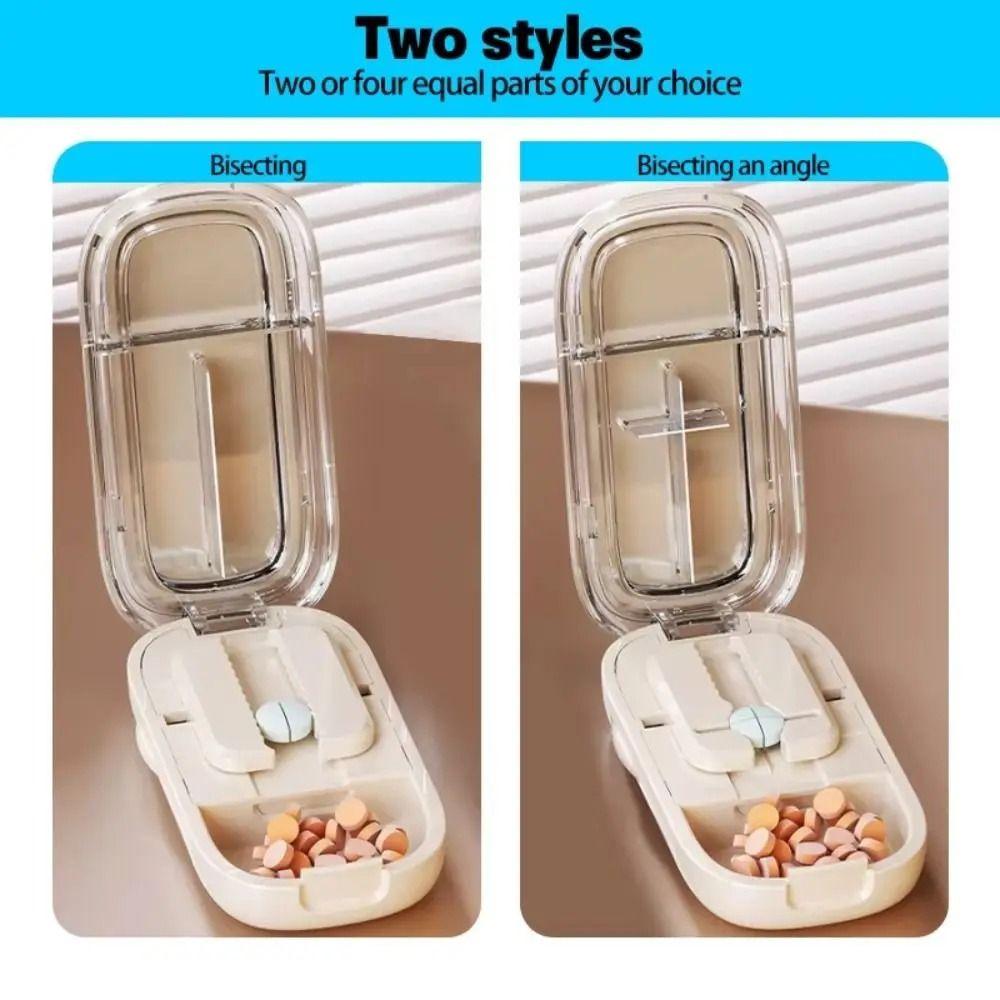 Dustproof 2 in 1 Pill Storage Box Precise Cutting Medicine Divider Case  Small Medicine