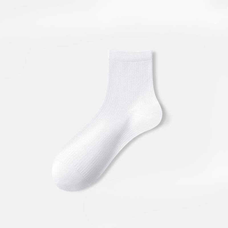 Female Summer Thin Style All Match Pure Color Sweat Absorption Antibacterial Mesh Breathable Tube Socks