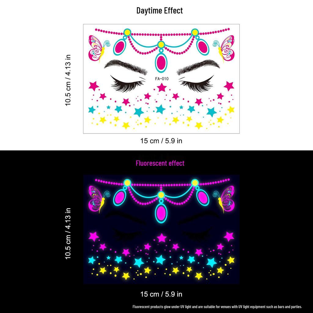 Creative Fluorescent Waterproof Full Arm and Face Tattoo Sticker