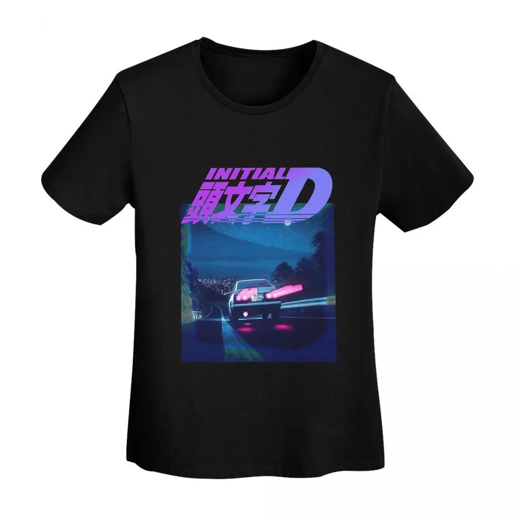Initial D Neon Ae86 TShirt Women Short Sleeve T Shirts ONeck Clothing Cotton Summer Tees Streetwear