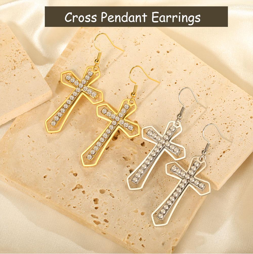 Cazador Clear Zircon Cross Earrings for Women Stainless Steel Christian Earrings Jesus Jewelry Valentine Gift 2026 Wholesale New