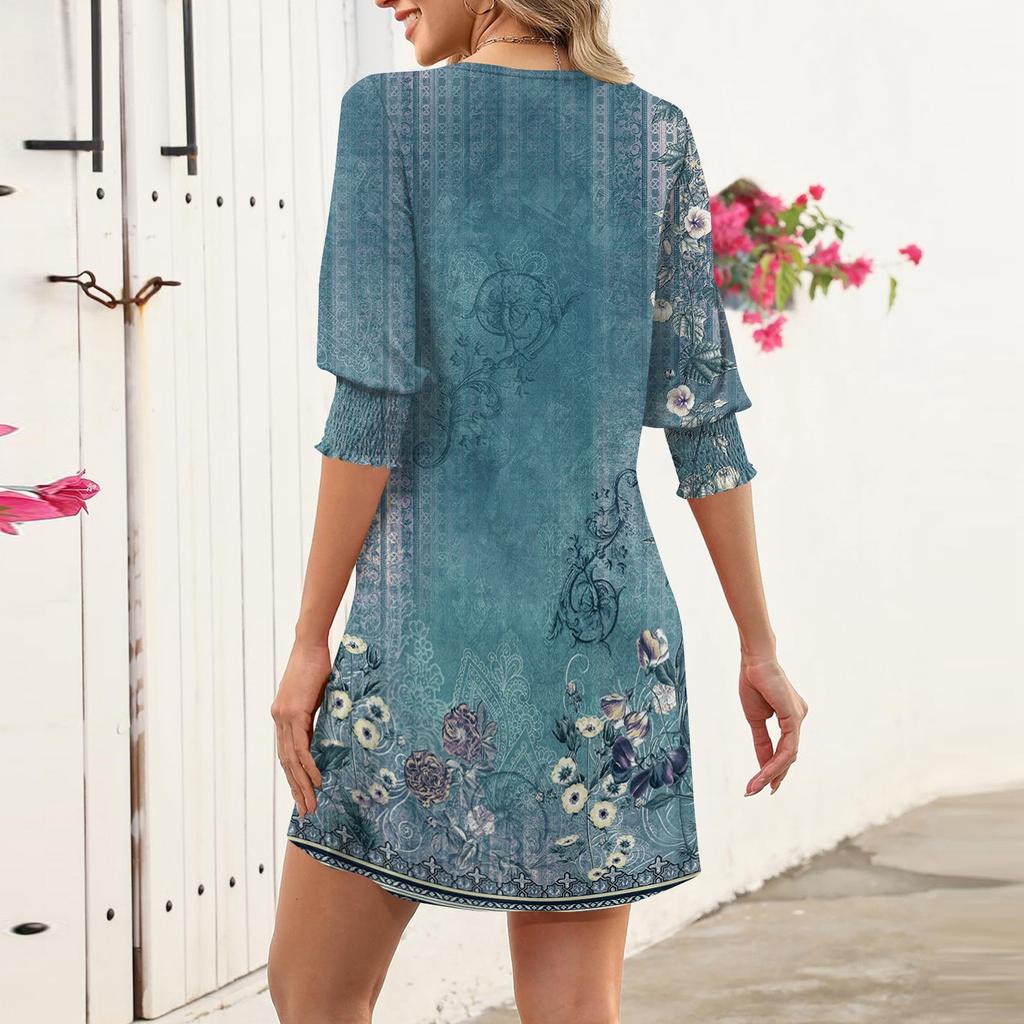 Women's Fashionable Retro Printing Loose Dress