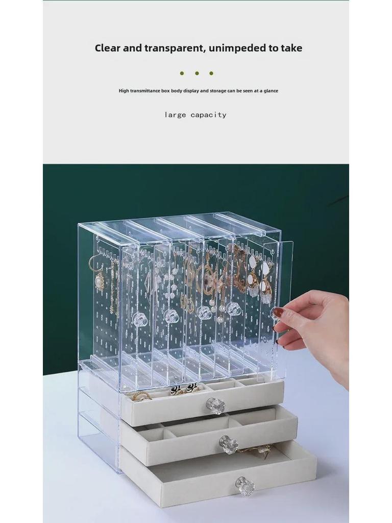 Samt 3-Schicht Acryl Schmuck Organizer Box