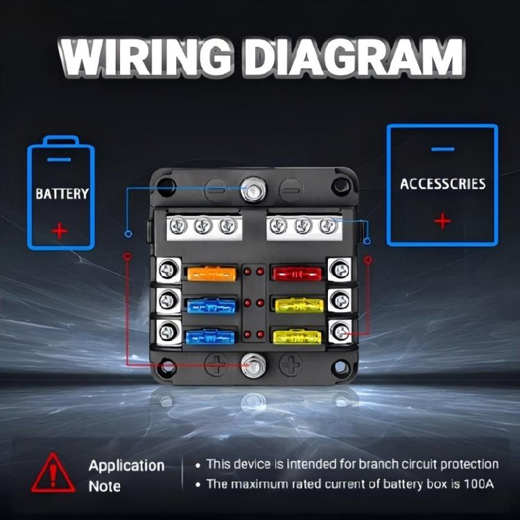 6/12 Way Car Boat Fuses Box Block Holder 12V 36V Auto Marine Waterproof Power Distribution Panel Board