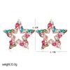 Geometric Rhinestone Inlaid Star Alloy Earrings - Multi-Color Light Luxury Design