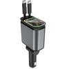 Nabíječka do auta 4 v 1 120W PD+USB Rychlonabíječka se 2 zatahovacími kabely Atmosférické světlo Hvězdné horní světlo Rychlonabíjecí adaptér pro telefony IOS Android