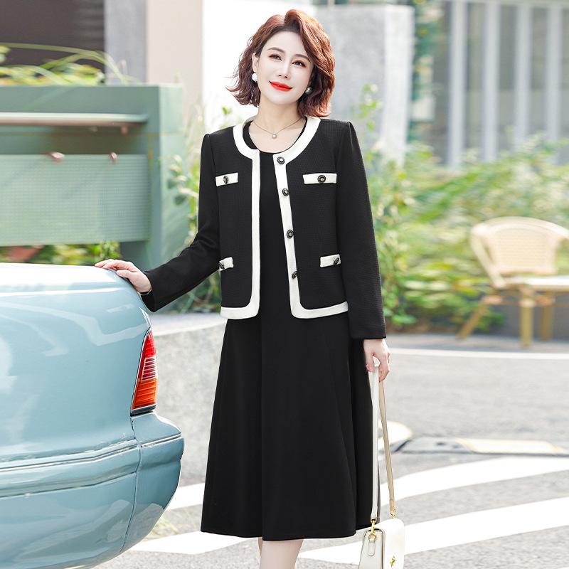 2025 Little Fragrance Style Spring-Autumn Two-Piece Set for Middle-Aged Women