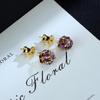 Exquisite Purple Zircon Inlaid Stud Earrings with Bamboo Joint Ear Backs
