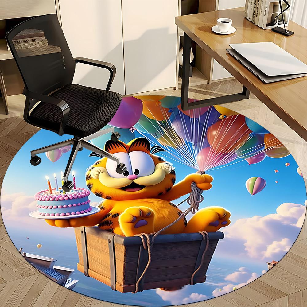 1pc Garfield Balloon Chair Carpet for Office Non Slip, Machine Washable Rug for Office, Room Holiday Decor for Christmas, Birthday Polyester