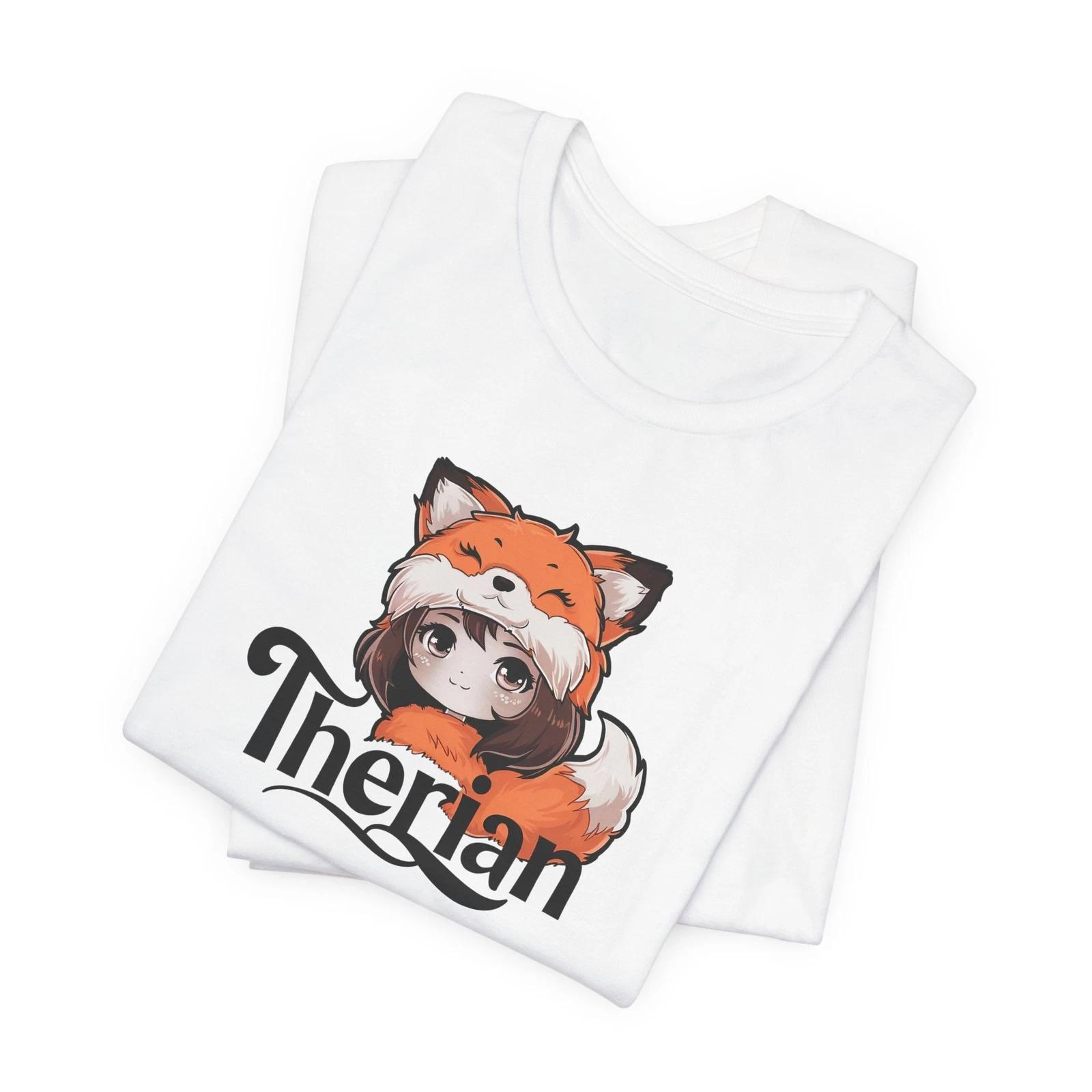 Kawaii Cute Therian Fox Mask Bella Canvas 3001 Shirt Gift For Therian Gear S