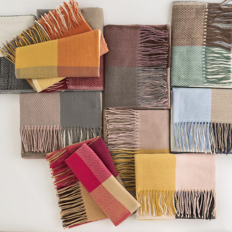 Imitation Cashmere Scarf European and American Street Style Scarf Women's Fashion Commuting Scarf Simple Style Versatile Shawl