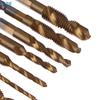 [TL]6Pcs Compound Metric Tap Drill Bits Screw Thread Hex Shank Machine Titanium HSS Tap Bit Tool For Metal Steel Wood Plastic