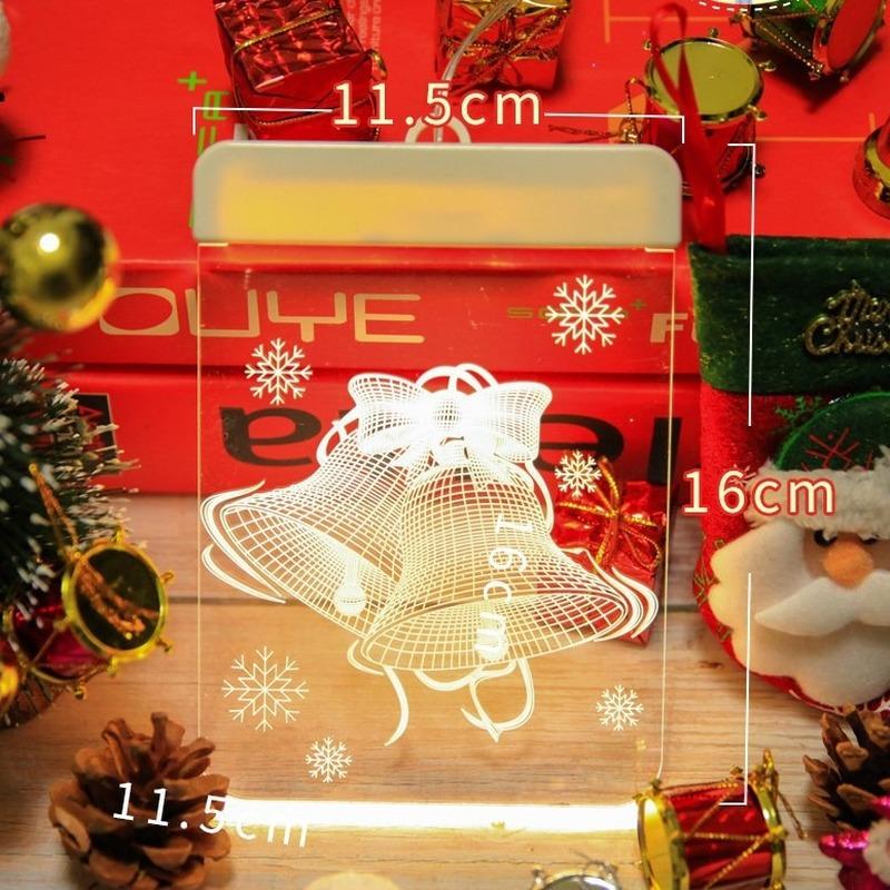 LED Light Christmas Decoration Supplies 3D Bell Snowflake Hanging Lamp Romantic Room Decoration Acrylic Curtain Lamp House Decor