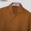 INCERUN Men Turn Down Collar Long Sleeve Loose Casual Texture Shirts Tops