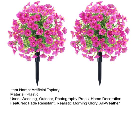 Artificial Morning Glory Ball 22" All-Weather Fake Topiary Ball with Ground Spike Faux Greenery Bushes Plants for Outdoor Garden Indoor Decor