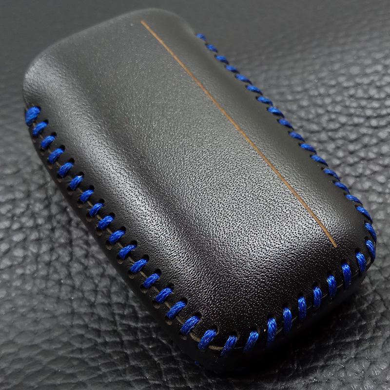 Modré ručně šité pouzdro na chytrý klíč pro Jaguar XF/XJ