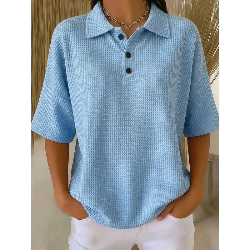 Damen T-Shirt mit kurzen Ärmeln, Sommer Neuer Stil, Einfarbiges Pullover-Top