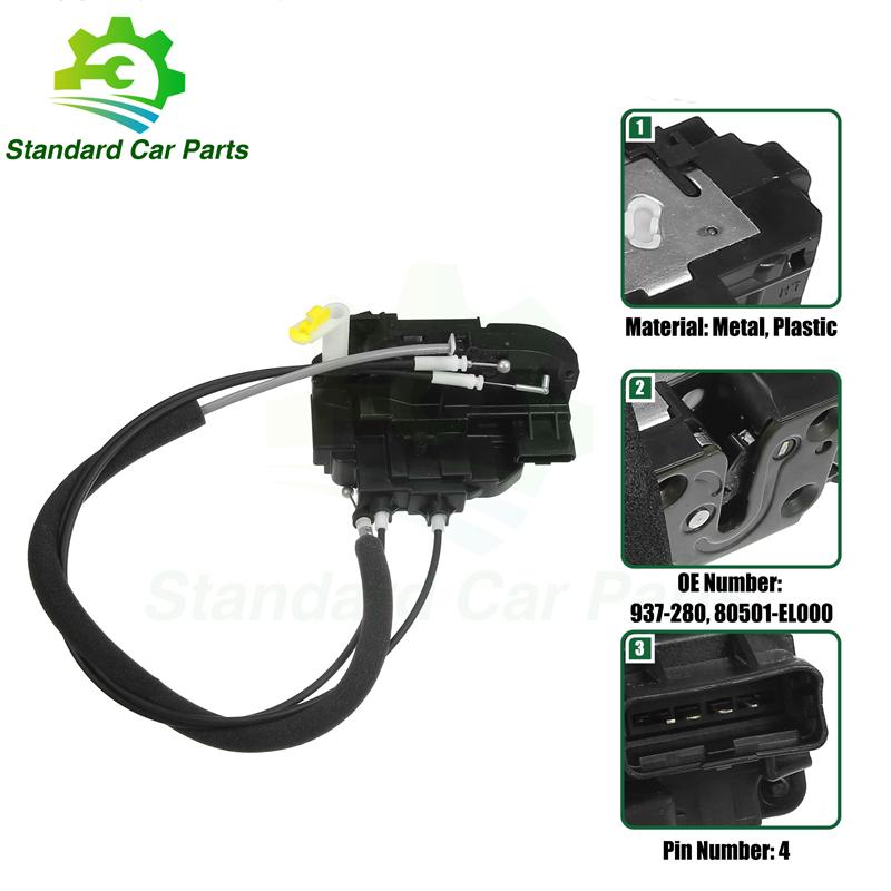 937-280 Для Nissan Tiida 2005-2013 Versa 1.6L 1.8L L4 2007-2010 Передняя Задняя Левая Правая Дверь Замок Привод 937-281 937-282 937-283 Front Left 4pins