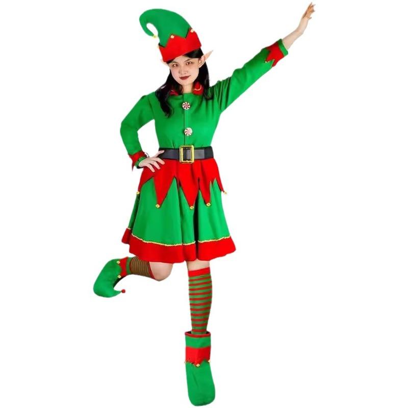 Christmas Elf Costume Set Santa Helper Cosplay Costume Dress Ladies Christmas Costume
